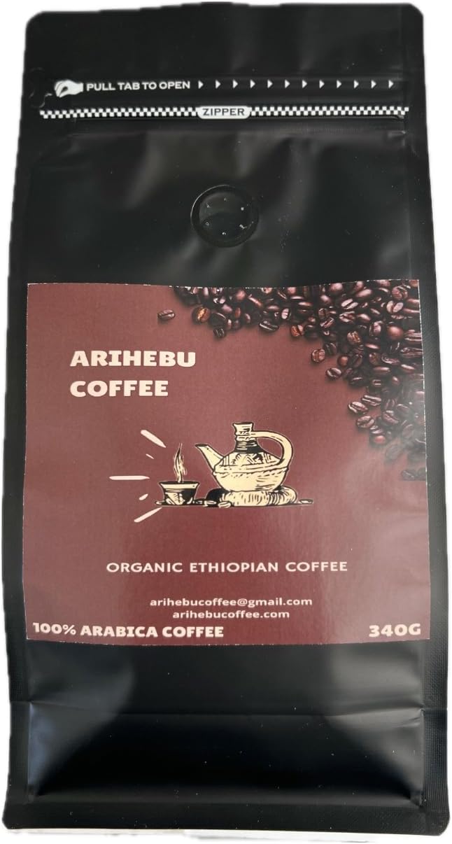 ARIHEBU Ethiopian Coffee,Freshly Ground,100% Arabica, Medium Roast,340g(12oz)-Authentic Ethiopia Flavor,Specialty Coffee, Single-Origin.