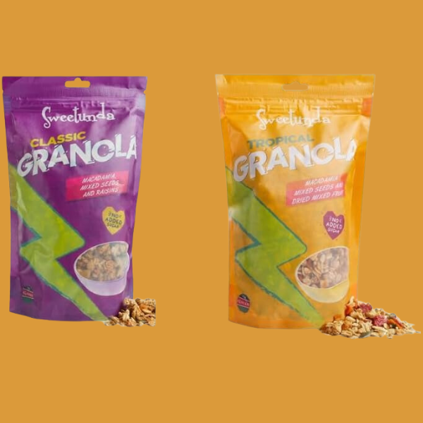 Product of Kenya: Sweetunda Tropical and Classic Granola Pack, 1 Tropical Granola, 1 Classic Granola, Mixed Seeds and Dried Fruits